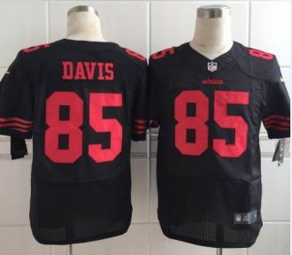 Nike San Francisco 49ers #85 Vernon Davis Black Alternate Men's Stitched NFL Elite Jersey