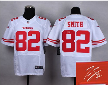 New San Francisco 49ers #82 Torrey Smith White Men's Stitched NFL Elite Autographed Jersey