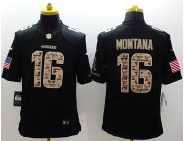 New San Francisco 49ers #16 Joe Montana Black NFL Limited Salute to Service jersey