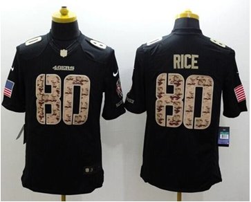 New San Francisco 49ers #80 Jerry Rice Black NFL Limited Salute to Service jersey