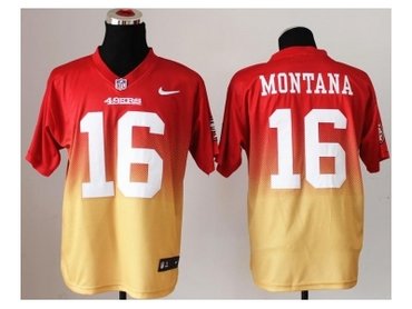 NEW San Francisco 49ers 16 joe montana Red Yellow Drift Fashion II Elite NFL Jerseys