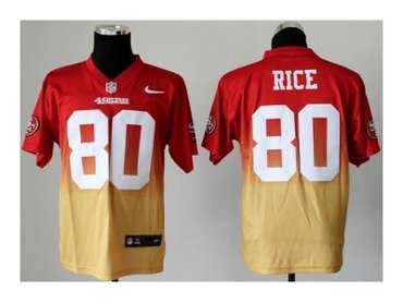 NEW San Francisco 49ers 80 jerry rice Red Yellow Drift Fashion II Elite NFL Jerseys