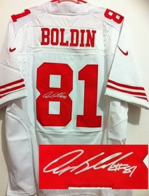 NEW San Francisco 49ers 81 Anquan Boldin White Signed Elite NFL Jerseys