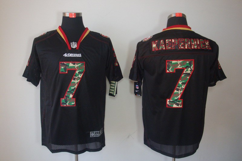 NEW San Francisco 49ers 7 Colin Kaepernick Lights Out Black Elite Jerseys(Camo Number)