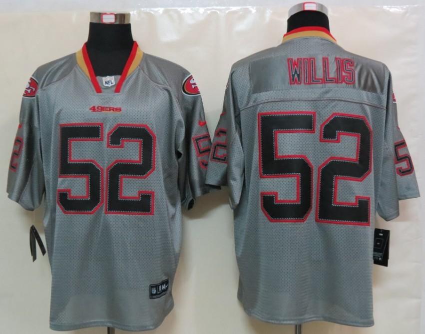 NEW NFL San Francisco 49ers 52 Patrick Willis Lights Out Grey Jerseys(Elite)