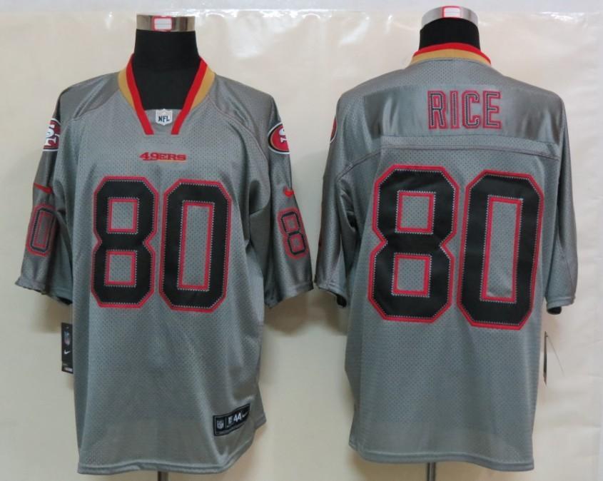 NEW NFL San Francisco 49ers 80 Jerry Rice Lights Out Grey Jerseys(Elite)