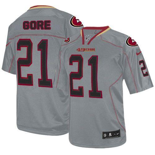 NEW NFL San Francisco 49ers 21 Frank Gore Lights Out Grey Jerseys(Elite)