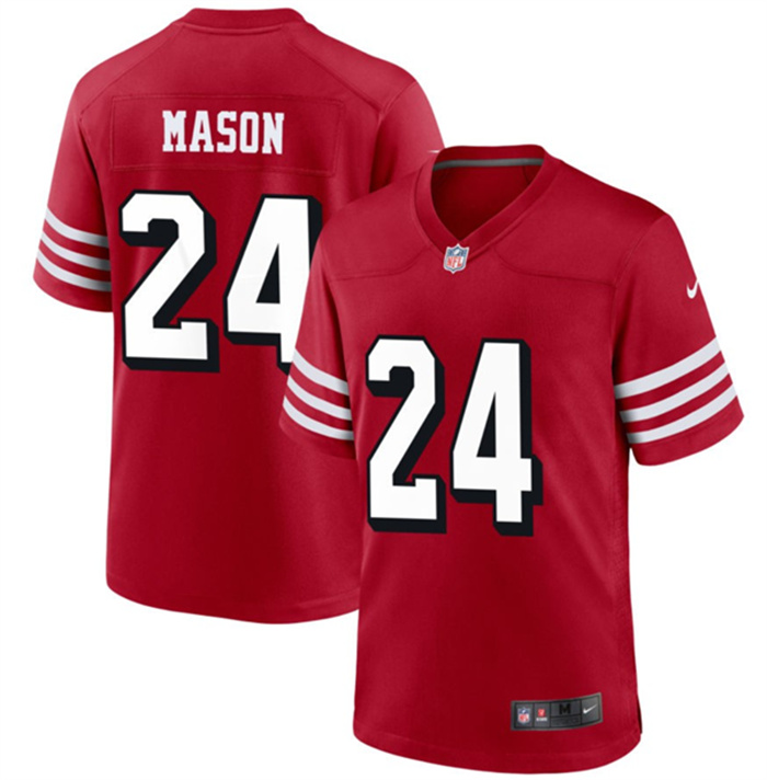 Men's San Francisco 49ers #24 Jordan Mason Red Stitched Game Football Jersey