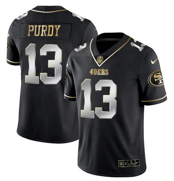 Men's San Francisco 49ers #13 Brock Purdy Black Gold Stitched Jersey