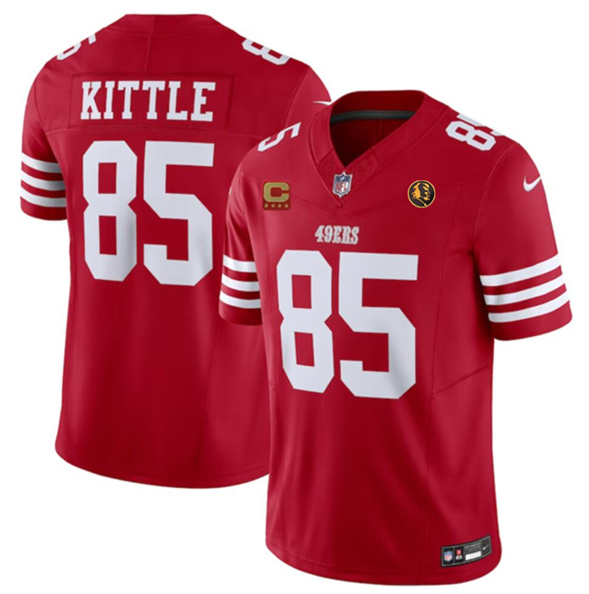 Men's San Francisco 49ers #85 George Kittle Red 2023 F.U.S.E. With 4-Star C Ptach AndJohn Madden Patch Vapor Limited Stitched Football Jersey