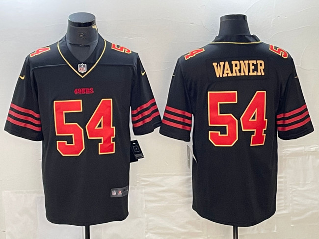 Men's San Francisco 49ers #54 Fred Warner Black Gold Stitched Jersey