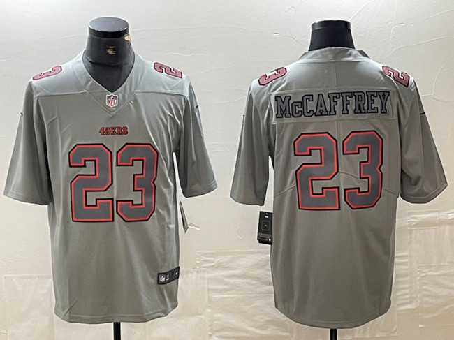 Men's San Francisco 49ers #23 Christian McCaffrey Grey Atmosphere Fashion Stitched Jersey