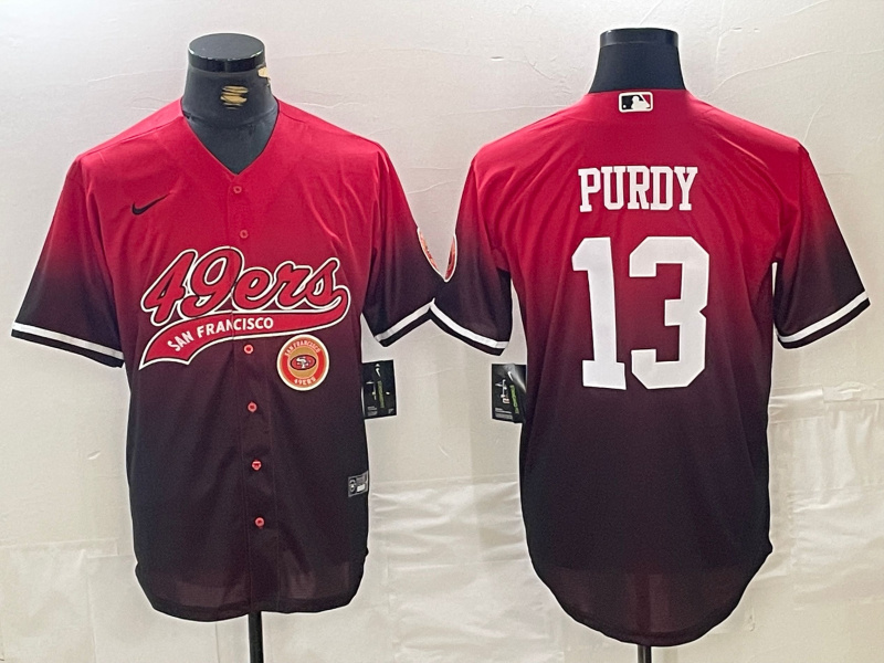 Men's San Francisco 49ers #13 Brock Purdy RedBlack With Patch Cool Base Stitched Jerseys