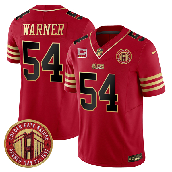 Men's San Francisco 49ers #54 Fred Warner Red F.U.S.E. Golden Gate Bridge With 3-Star C Patch Balck Scarlet Vapor Limited Stitched Football Jersey