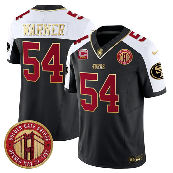 Men's San Francisco 49ers #54 Fred Warner Balck F.U.S.E. Golden Gate Bridge With 3-Star C Patch Alternate Vapor Limited Stitched Football Jersey