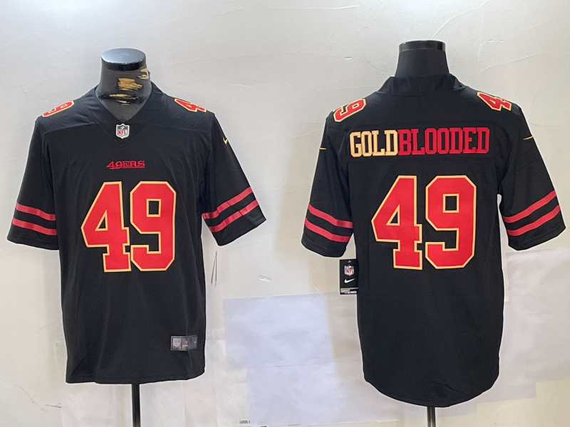 Men's San Francisco 49ers #49 GoldBlooded Black Stitched Jersey 5