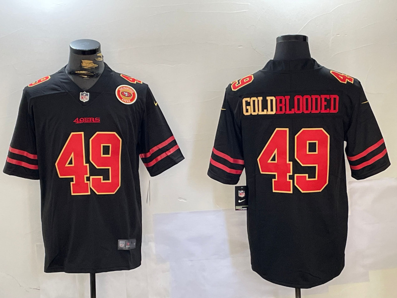 Men's San Francisco 49ers #49 GoldBlooded Black Stitched Jersey 3