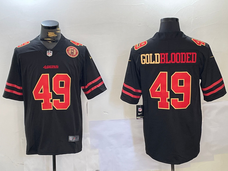 Men's San Francisco 49ers #49 GoldBlooded Black Stitched Jersey 2