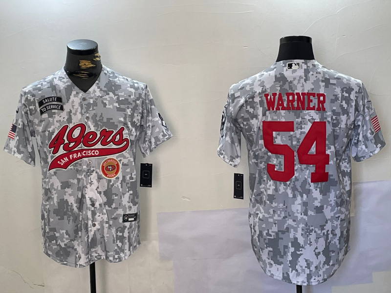 Men's San Francisco 49ers #54 Fred Warner 2024 Arctic Camo Salute To Service Stitched Baseball Jersey 6