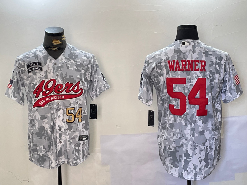 Men's San Francisco 49ers #54 Fred Warner 2024 Arctic Camo Salute To Service Stitched Baseball Jersey 3