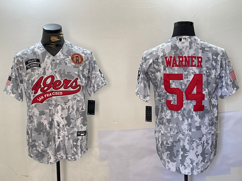 Men's San Francisco 49ers #54 Fred Warner 2024 Arctic Camo Salute To Service Stitched Baseball Jersey 2