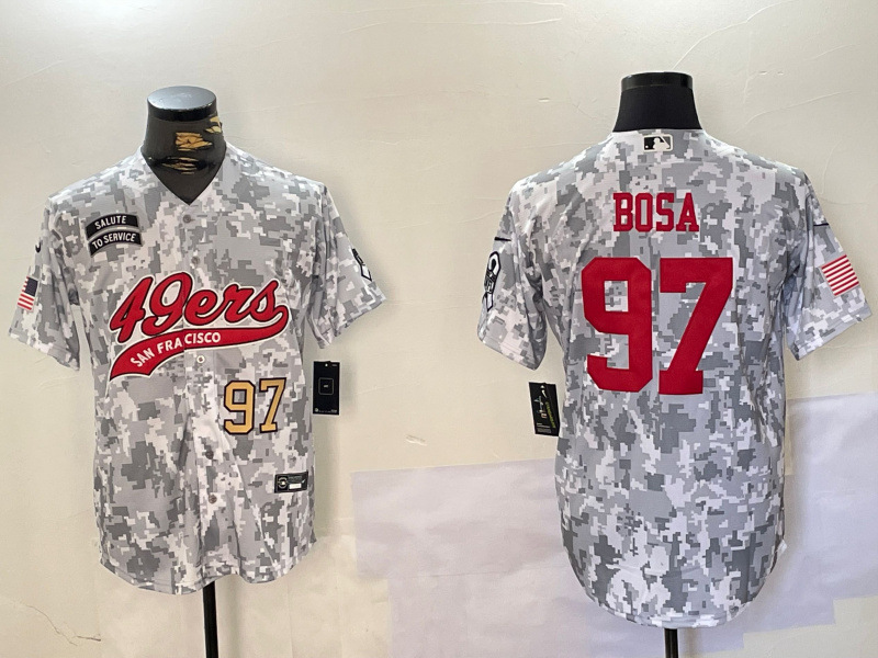 Men's San Francisco 49ers #97 Nick Bosa 2024 Arctic Camo Salute To Service Stitched Baseball Jersey 3