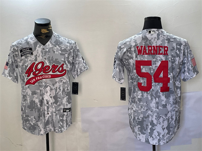 Men's San Francisco 49ers #54 Fred Warner 2024 Arctic Camo Salute To Service Stitched Baseball Jersey