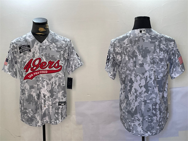 Men's San Francisco 49ers Blank 2024 Arctic Camo Salute To Service Stitched Baseball Jersey