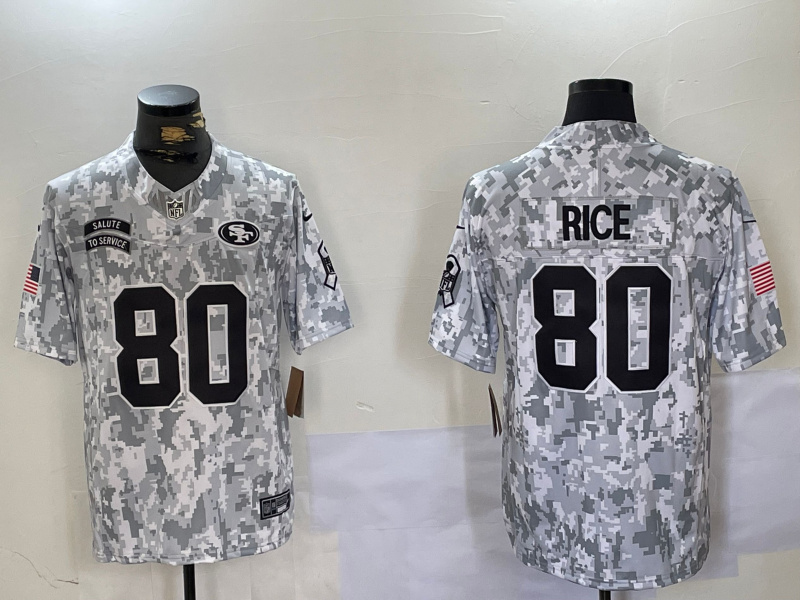 Men's San Francisco 49ers #80 Jerry Rice 2024 F.U.S.E Arctic Camo Salute To Service Limited Stitched Football Jersey