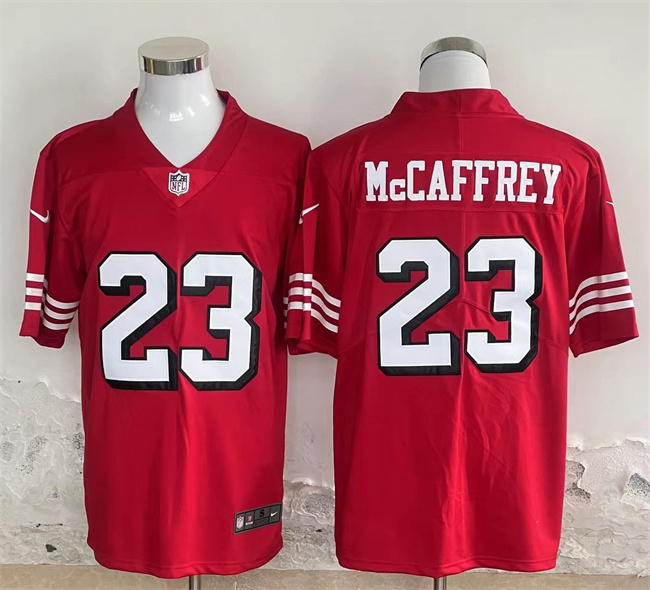 Men's San Francisco 49ers #23 Christian McCaffrey Red Vapor Untouchable Limited Stitched Jersey