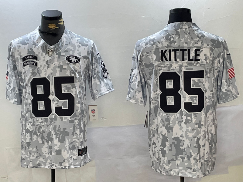 Men's San Francisco 49ers #85 George Kittle 2024 F.U.S.E Arctic Camo Salute To Service Limited Stitched Football Jersey