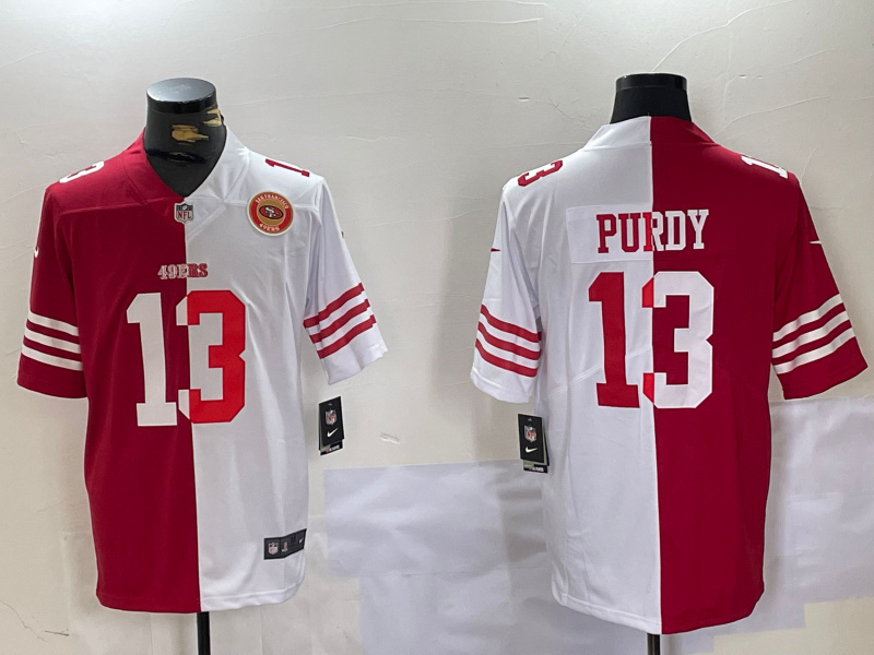 Men's San Francisco 49ers #13 Brock Purdy Red & White Split Limited Stitched Jersey 3