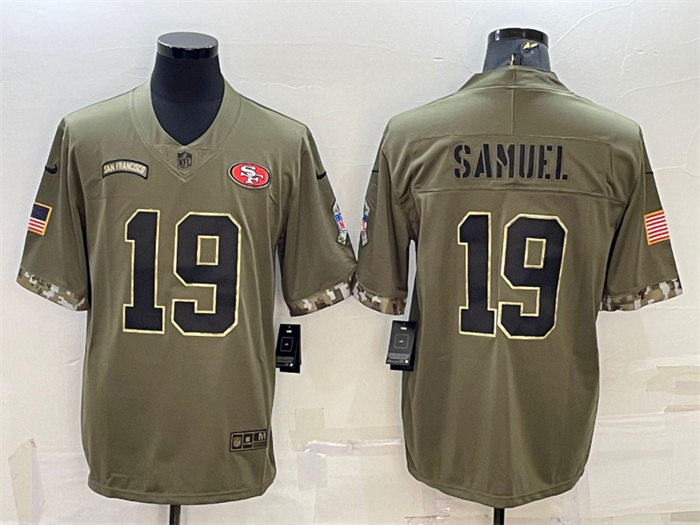 Men's San Francisco 49ers #19 Deebo Samuel Olive 2022 Salute To Service Limited Stitched Jersey