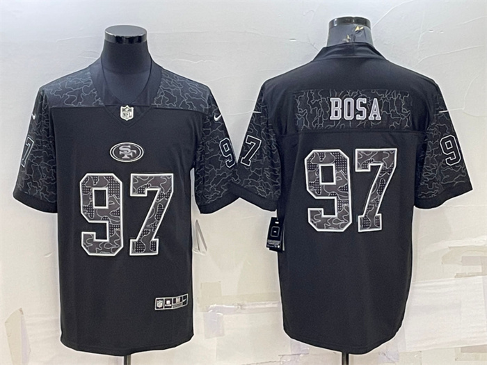 Men's San Francisco 49ers #97 Nick Bosa Black Reflective Limited Stitched Football Jersey