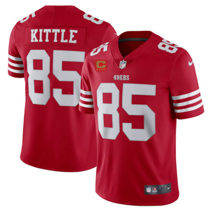 Men's San Francisco 49ers #85 George Kittle 2022 Red With 1-Star C Patch Vapor Untouchable Limited Stitched Football Jersey