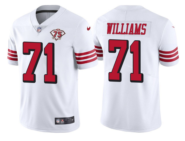 Men's San Francisco 49ers #71 Trent Williams White 75th Anniversary Vapor Untouchable Limited Stitched Jersey