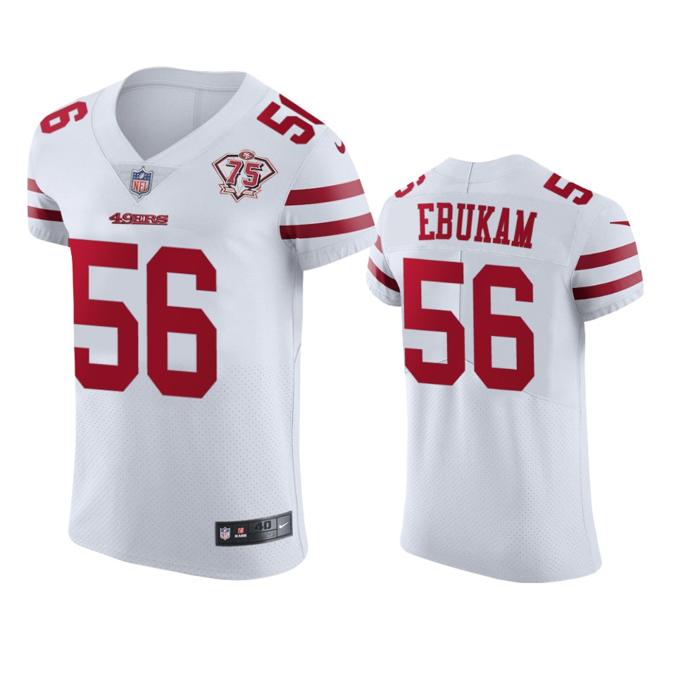 Nike 49ers #56 Samson Ebukam White Men's 75th Anniversary Stitched NFL Vapor Untouchable Elite Jersey