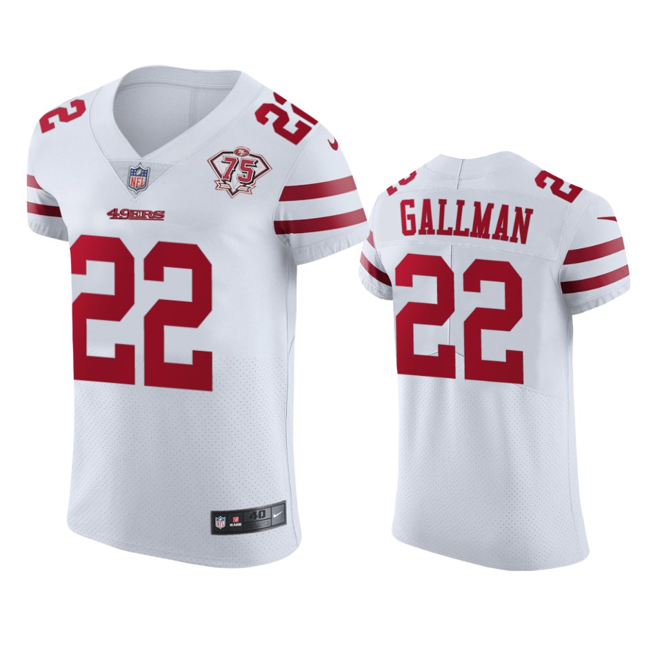 Nike 49ers #22 Wayne Gallman White Men's 75th Anniversary Stitched NFL Vapor Untouchable Elite Jersey