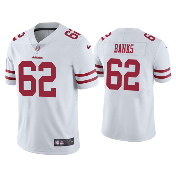 Men's 49ers #62 Aaron Banks White Jersey Vapor Limited Jersey