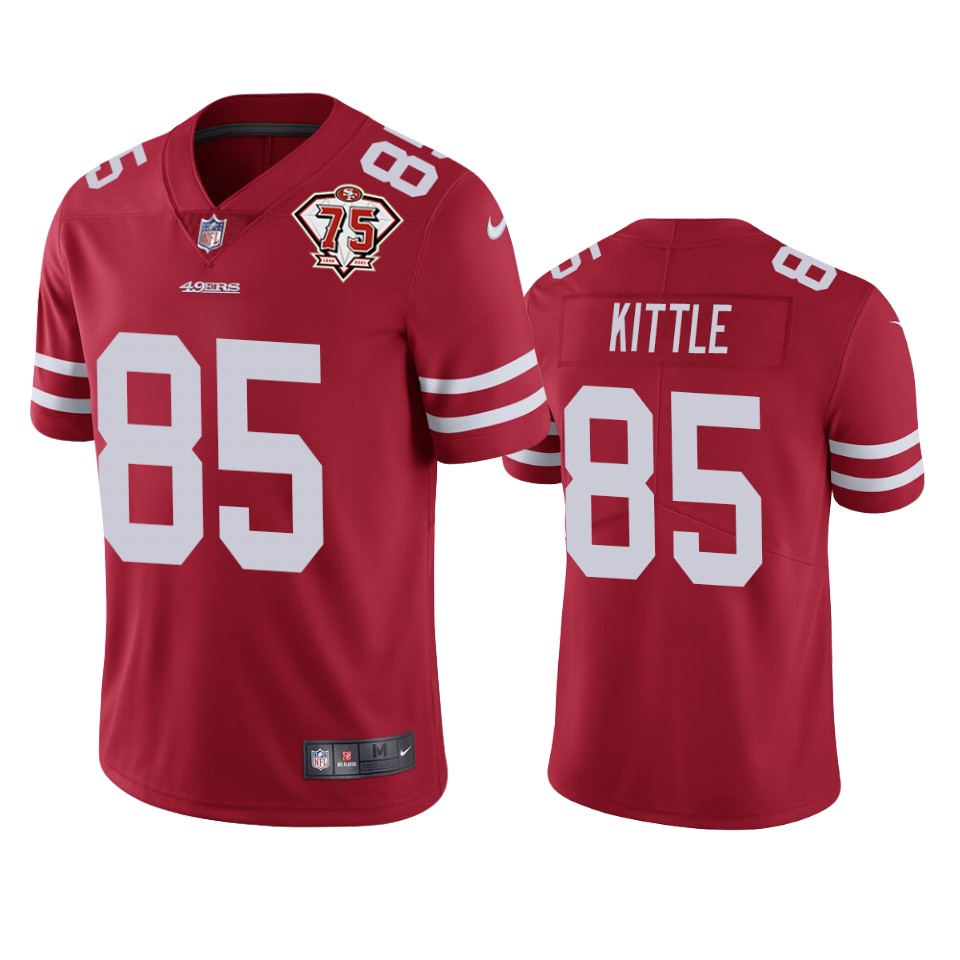 Nike 49ers #85 George Kittle Red Men's 75th Anniversary Stitched NFL Vapor Untouchable Limited Jersey