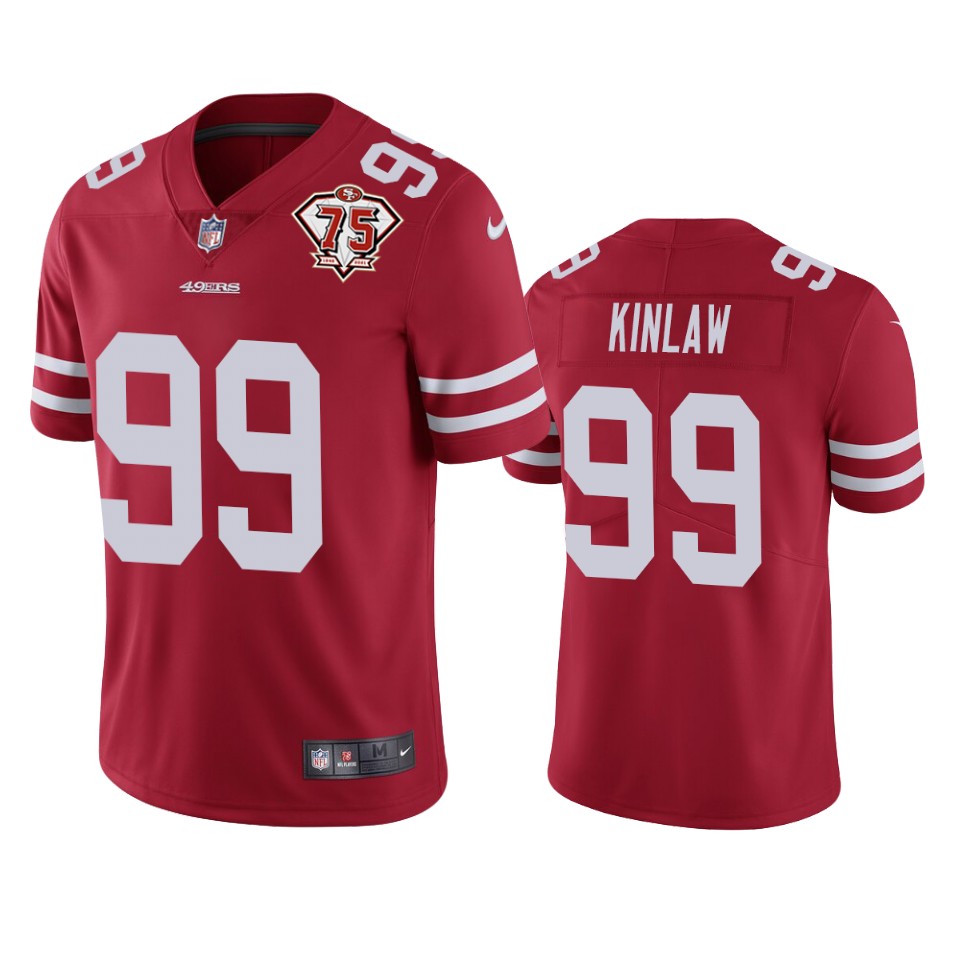 Nike 49ers #99 Javon Kinlaw Red Men's 75th Anniversary Stitched NFL Vapor Untouchable Limited Jersey