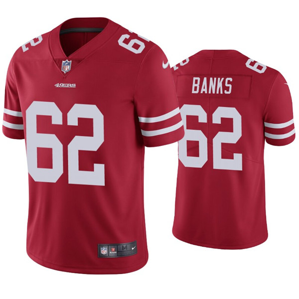 Men's 49ers #62 Aaron Banks Red Jersey Vapor Limited Jersey