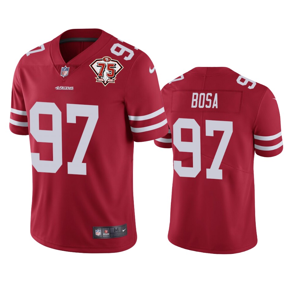 Nike 49ers #97 Nick Bosa Red Men's 75th Anniversary Stitched NFL Vapor Untouchable Limited Jersey