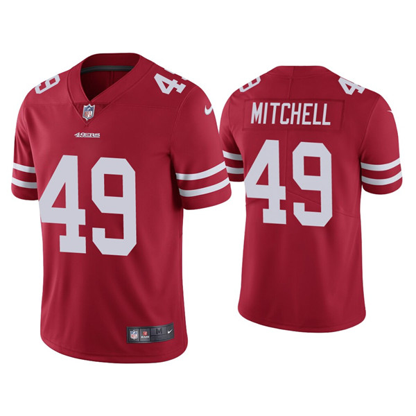 Men's 49ers #49 Elijah Mitchell Red Vapor Limited Jersey