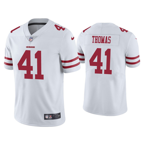 Men's 49ers #41 Ambry Thomas White Vapor Limited Jersey