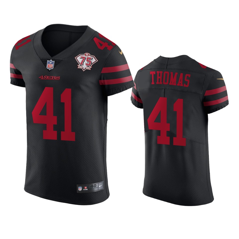 Nike 49ers #41 Ambry Thomas Black Alternate Men's 75th Anniversary Stitched NFL Vapor Untouchable Elite Jersey