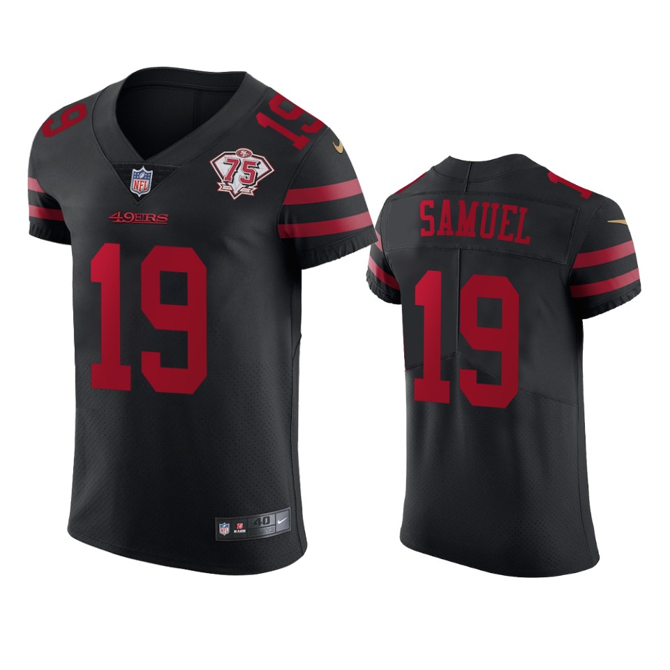 Nike 49ers #19 Deebo Samuel Black Alternate Men's 75th Anniversary Stitched NFL Vapor Untouchable Elite Jersey