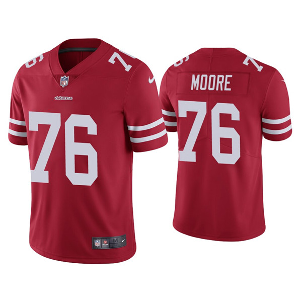 Men's 49ers #76 Jaylon Moore Red Vapor Limited Jersey