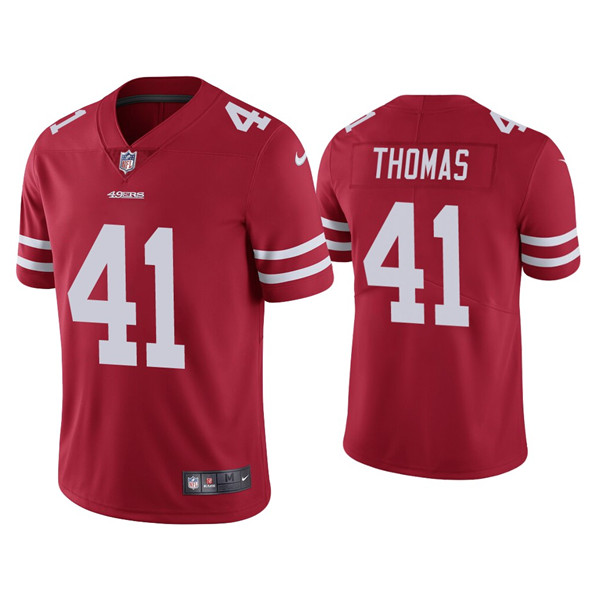 Men's 49ers #41 Ambry Thomas Red Vapor Limited Jersey