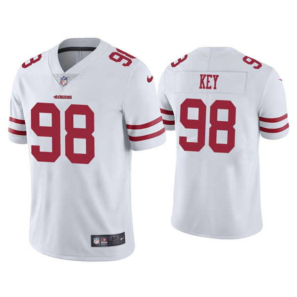 Men's 49ers #98 Arden Key White Vapor Limited Jersey